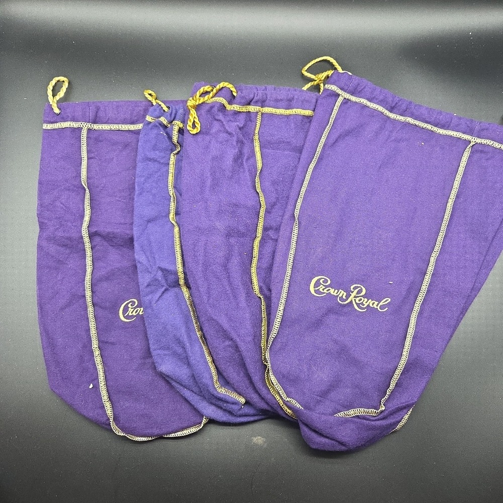 Crown Royal 12" Bags Purple Felt-Lot Of 4, One 2003 Toast Of The Crown